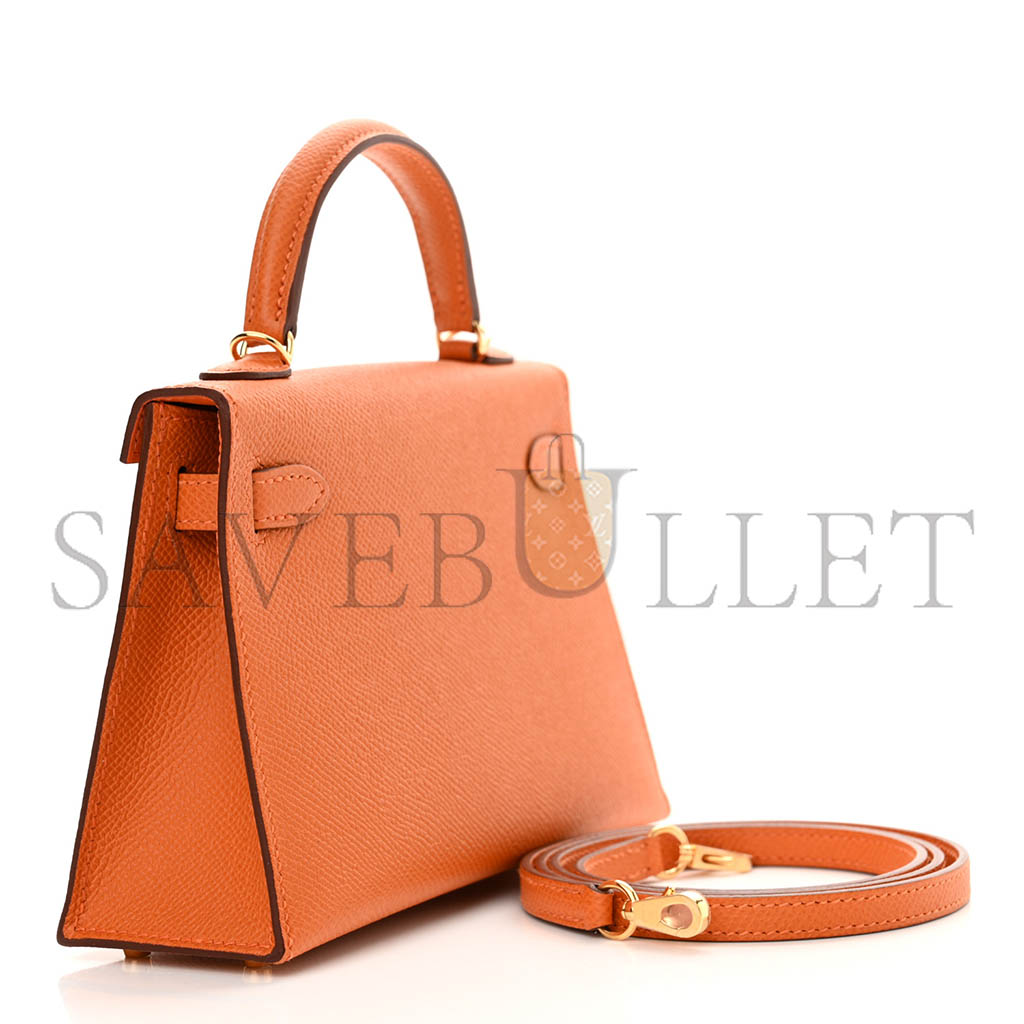 H**mes master mini kelly ii epsom leather orange gold buckle (19*12*5.5cm)